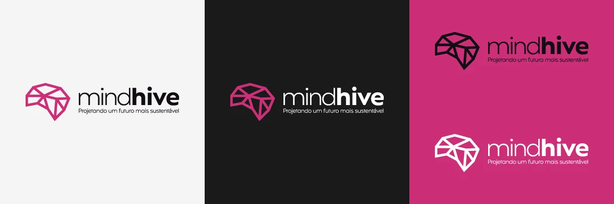 Logo final aprovado do MindHive: gema facetada e wordmark