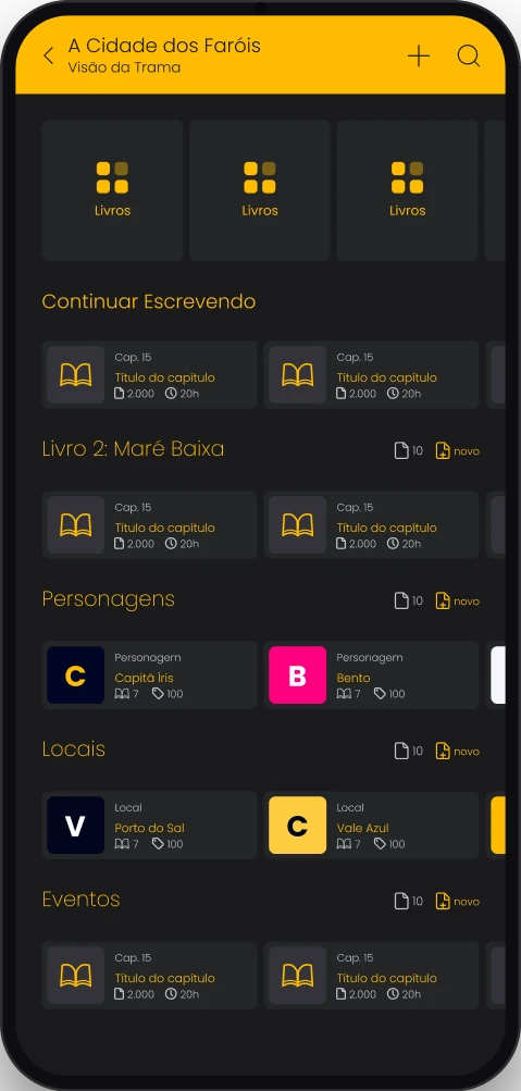 Visão de uma Trama: livros, personagens, locais e eventos
