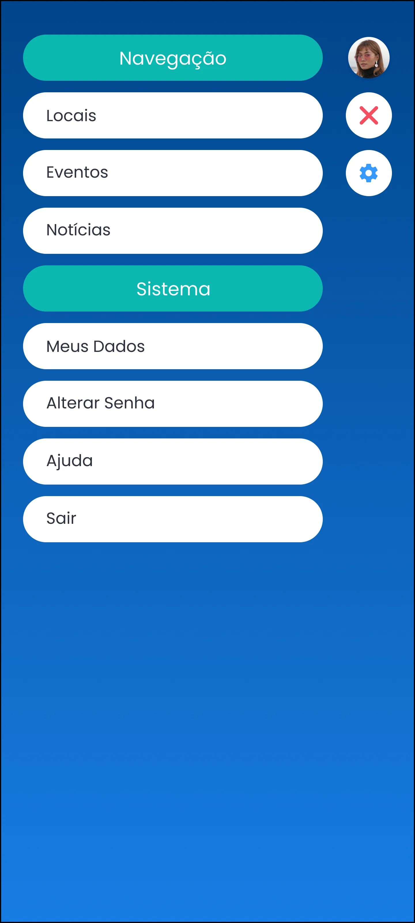 Tela Menu do protótipo do UrbanSense